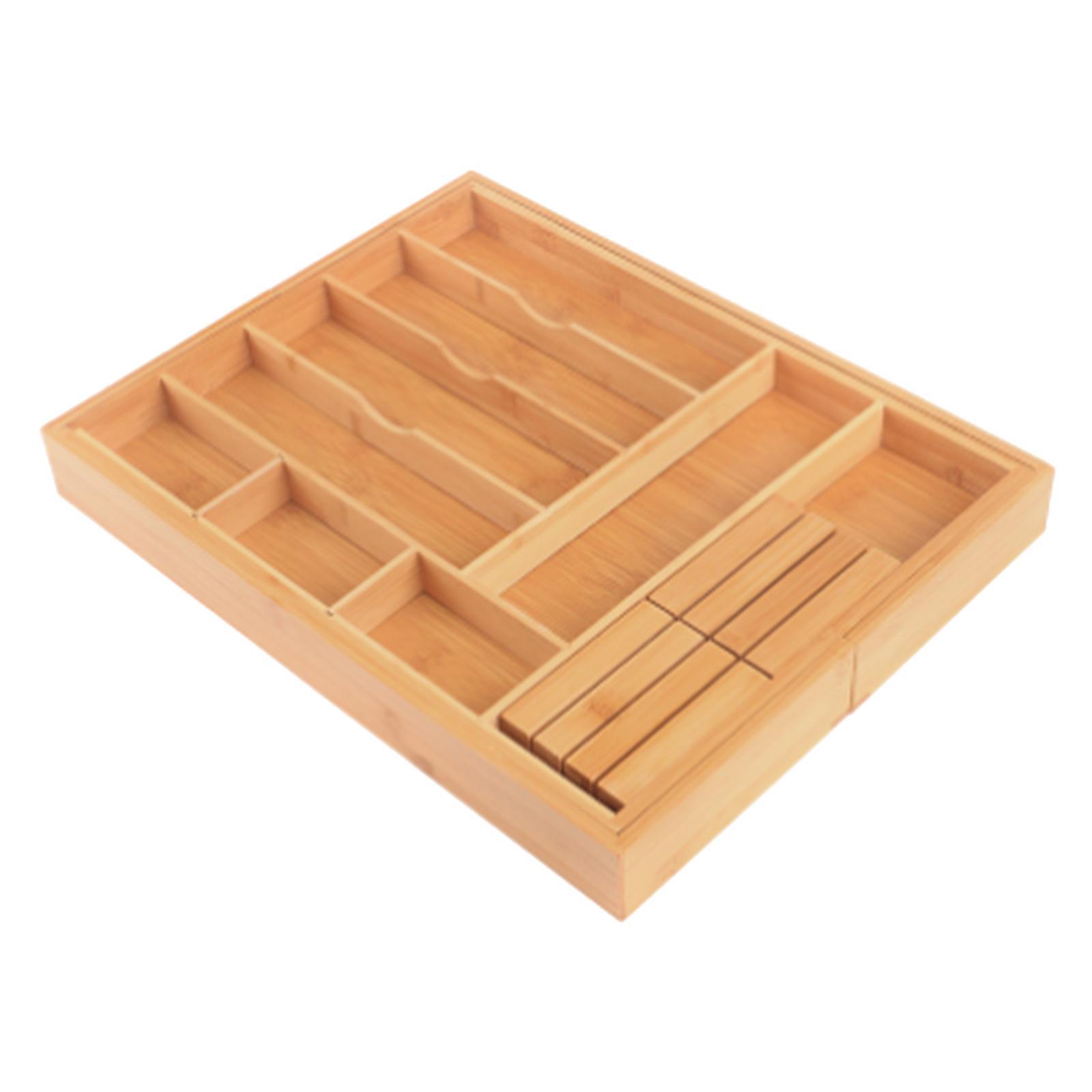 Bamboo Drawer Organizer Expandable for Kitchen Cutlery Living Room 9 Slot