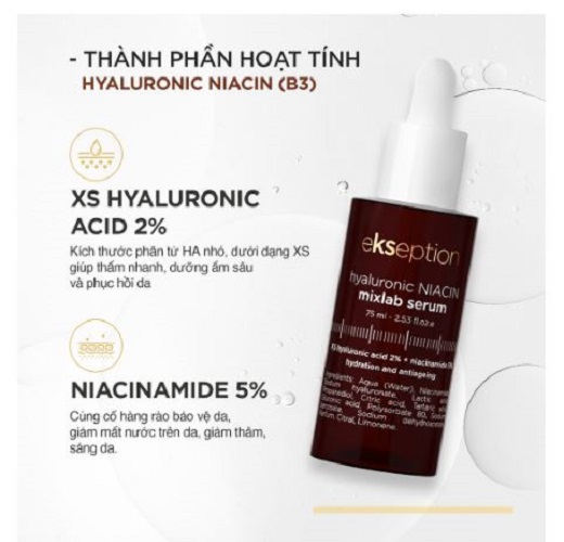 Tinh chất giảm mụn, xóa thâm EKSEPTION Hyaluronic Niacin serum 74ml