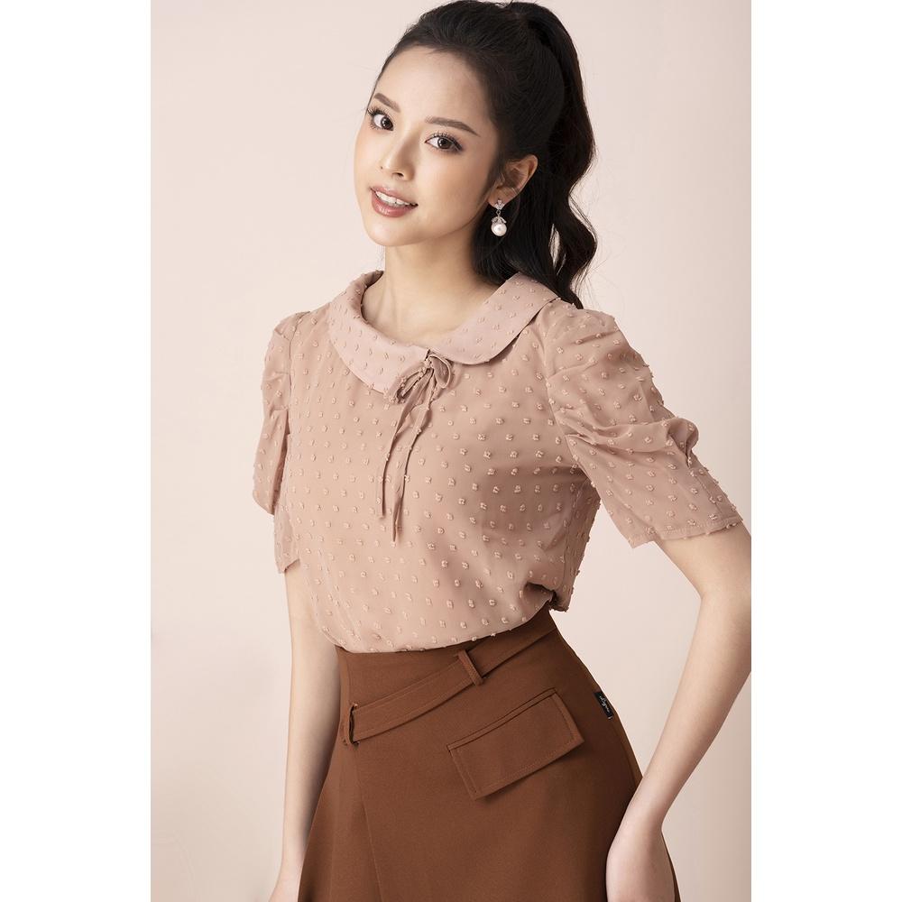 Áo Sơ Mi Nữ Công Sở LUPERI LFSM1199 dáng xuông chất voan, cổ bèo, tay bồng