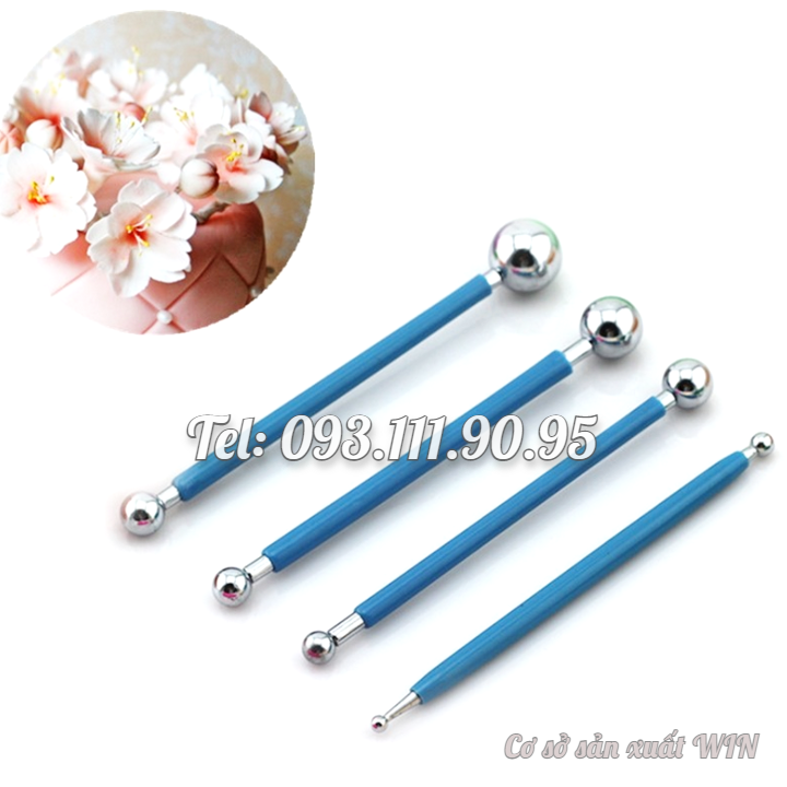 Bộ 4 dụng cụ làm Fondant 2 đầu tròn làm hoa, lá và các hình con vật – Mã số Q 1084