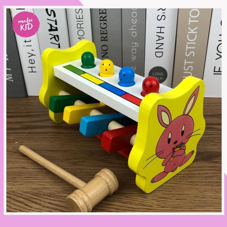 Đồ Chơi Gỗ - Đập Chuột Hình Thỏ - Đồ Chơi Giáo dục Thông Minh Cho Bé