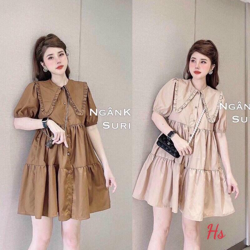 Đầm babydollVáy Babydoll Cổ Bèo Tay Phồng 3 Tầng Dễ ThươngVáy nữ,váy suông dáng sang chảnh mặc lên tôn dáng 2màu xinh
