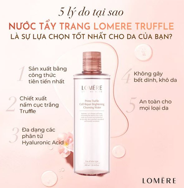 Nước tẩy trang làm sạch sâu Lomere Prime Truffle Cell Repair Brightening Cleansing Water 300ml