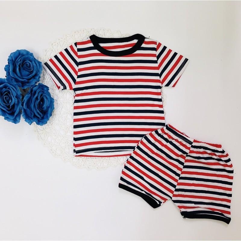 Bộ Thun Kẻ Co Giãn 4 Chiều Cho Bé 7-18kg Siêu Mềm Mịn Chất Mát