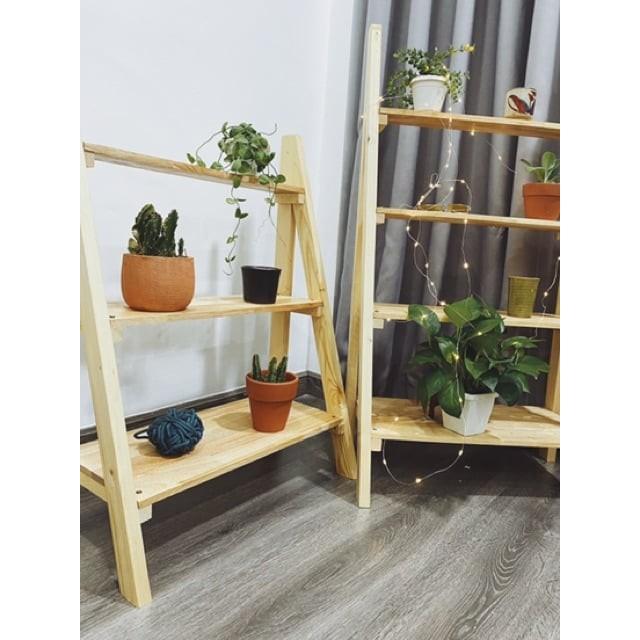 Kệ Gỗ Để Cây Trang Trí Phòng Khách, Ban Công - Kệ Gỗ Bậc Thang