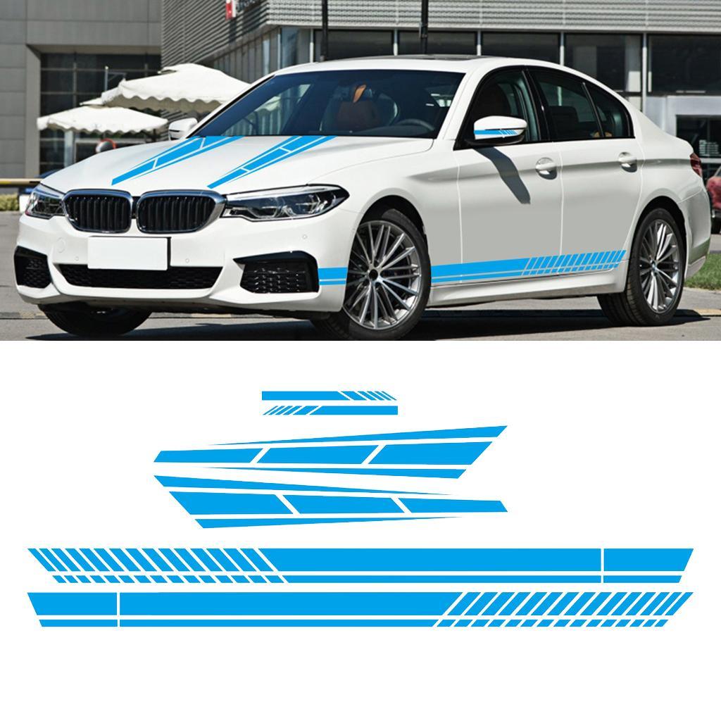 6PCS Long Stripe Graphics Car Racing Side Body Mirror Decals - Black