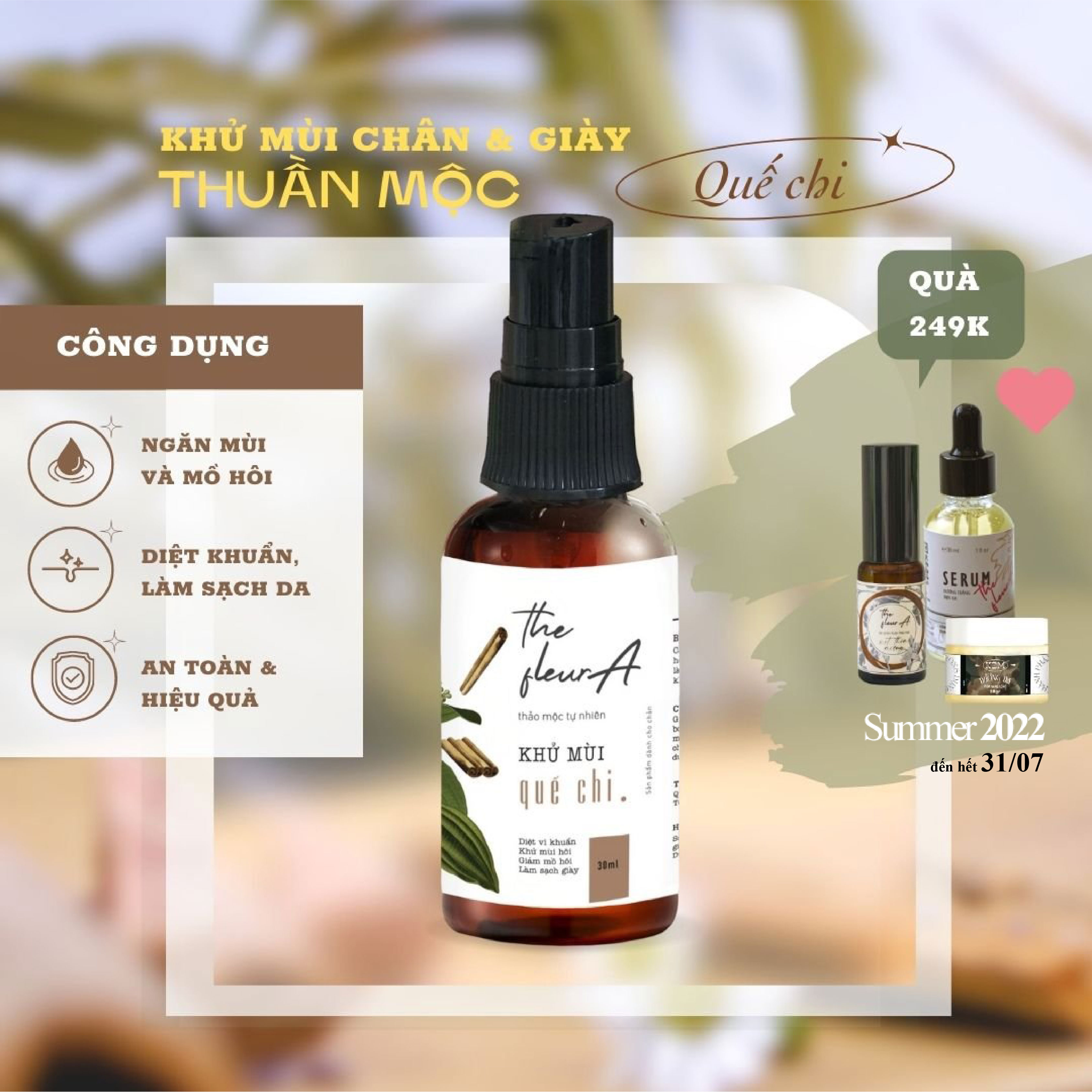 Khử Mùi Hôi Chân Thảo Mộc The FleurA Xịt Ngăn Mồ Hôi Chân và Giày