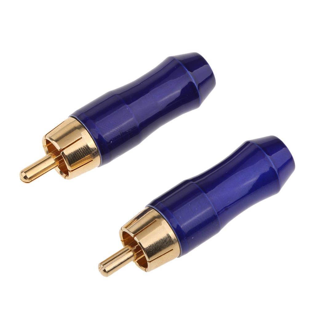 2-piece Gold Plated RCA Male Plug Connector Audio Video Cable Adapter