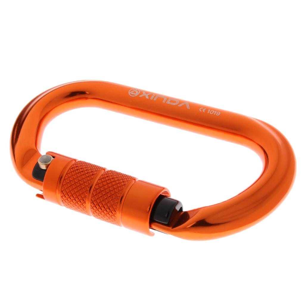 2Pc 25KN Aluminum Auto Locking Carabiner Oval- Hook for Rock Climbing Caving