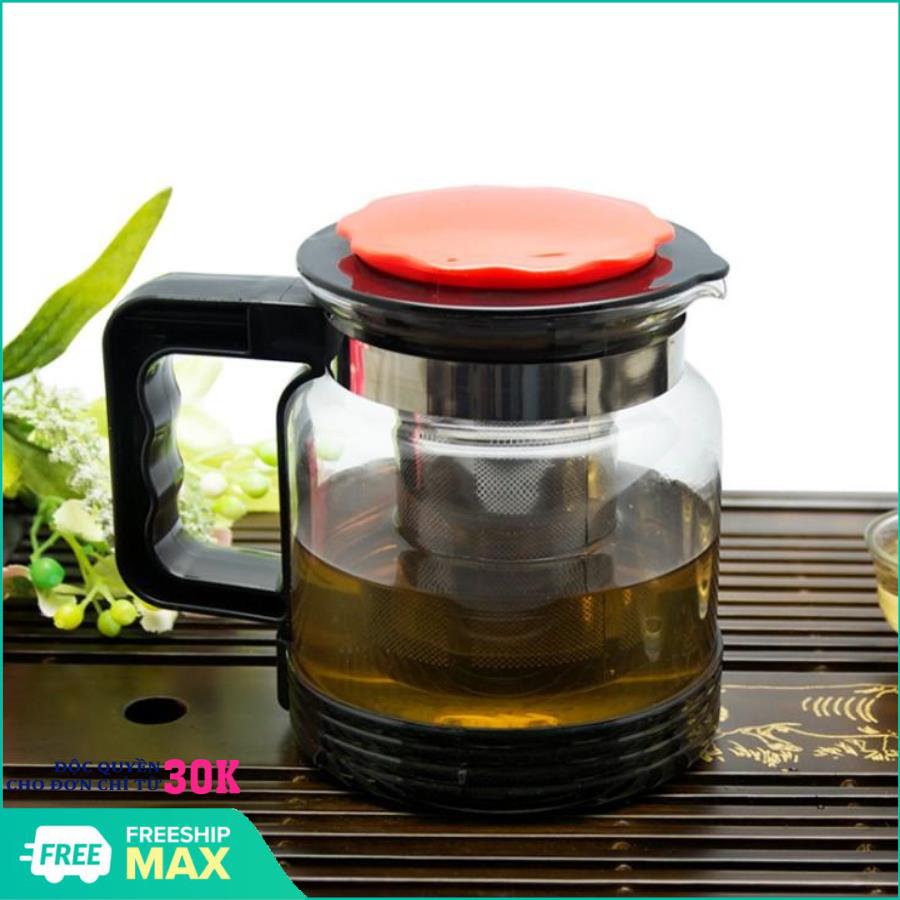 Bình pha trà, Ấm pha trà thủy tinh chịu nhiệt kèm bộ lọc inox - Dung tích 750ML