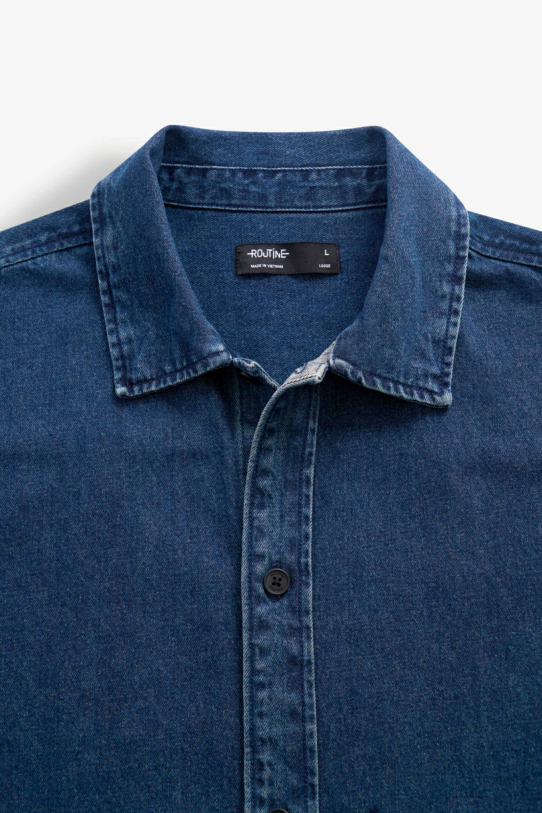 Áo Sơ Mi Jean Unisex ROUTINE 100% Cotton Trơn Form Loose - 10S24DSHU001R1 | LASTORE MENSWEAR