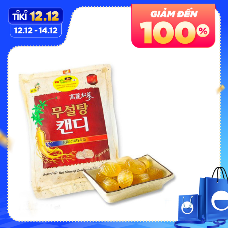 Thùng 20 gói Kẹo hồng sâm không đường cao cấp Sugar Free Red Ginseng Candy (500g x 20)  - Hàn Quốc