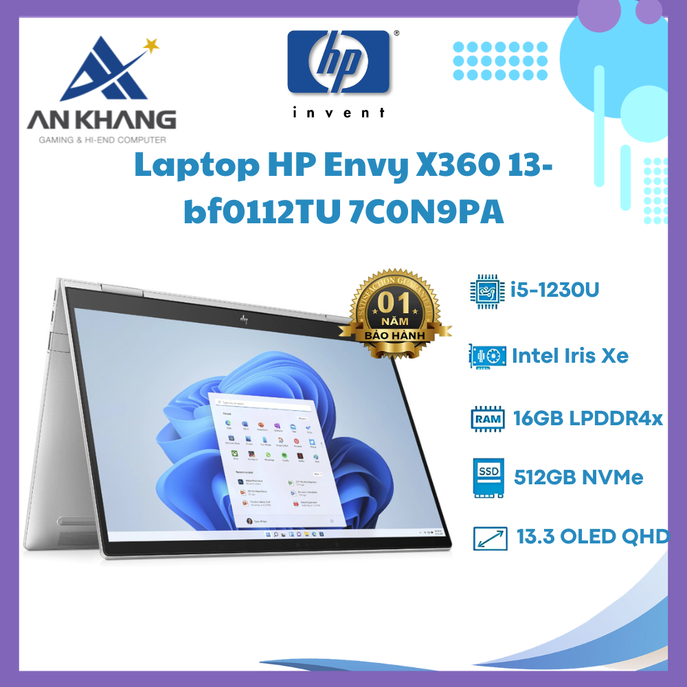 Hình ảnh Laptop HP ENVY X360 13-bf0112TU 7C0N9PA (Intel Core i5-1230U | 16GB | 512GB | Intel Iris Xe | 13.3 inch 2.8K | Cảm ứng | Win 11 | Bạc) - Hàng Chính Hãng - Bảo Hành 12 Tháng Tại HP Việt Nam