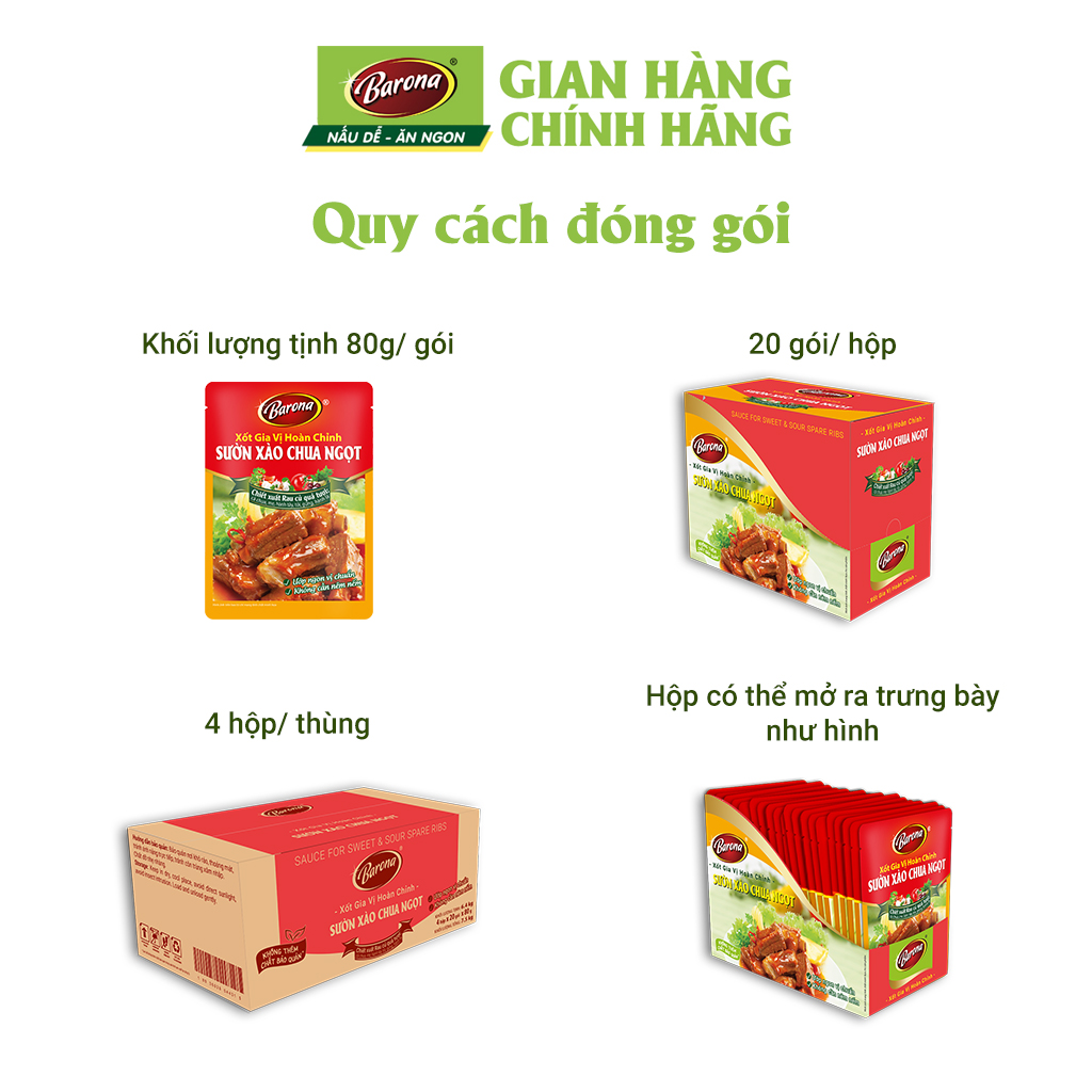 Xốt Gia Vị Hoàn Chỉnh Barona - Sườn Xào Chua Ngọt 80g