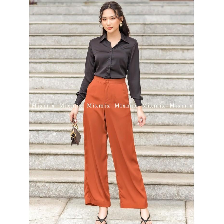 Quần Ống Suông Quý Phái Màu Gạch - MIXMIX - Hàng thiết kế - Shop tự chụp