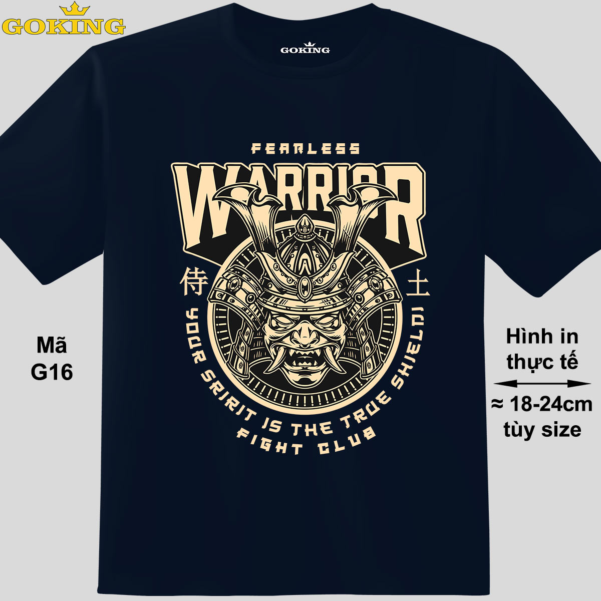 Warrior, Mã G16. Áo Thun Nam Nữ Cá Tính, Form Unisex. Áo Phông Goking Hàng Hiệu, Công Nghệ In Nhật Bản Sắc Nét. Quà Tặng Cao Cấp Cho Gia Đình, Cặp Đôi, Doanh Nghiệp. - Navy, Vải Thun Lạnh - Xl