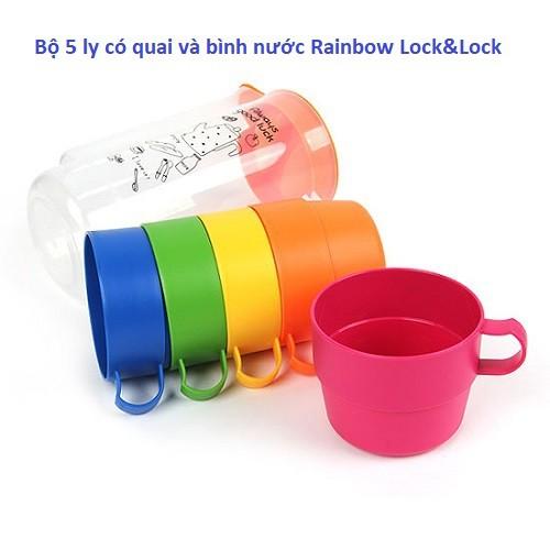 Bộ 5 ly có quai và bình nước Rainbow Lock&Lock 5P - HPP514S5