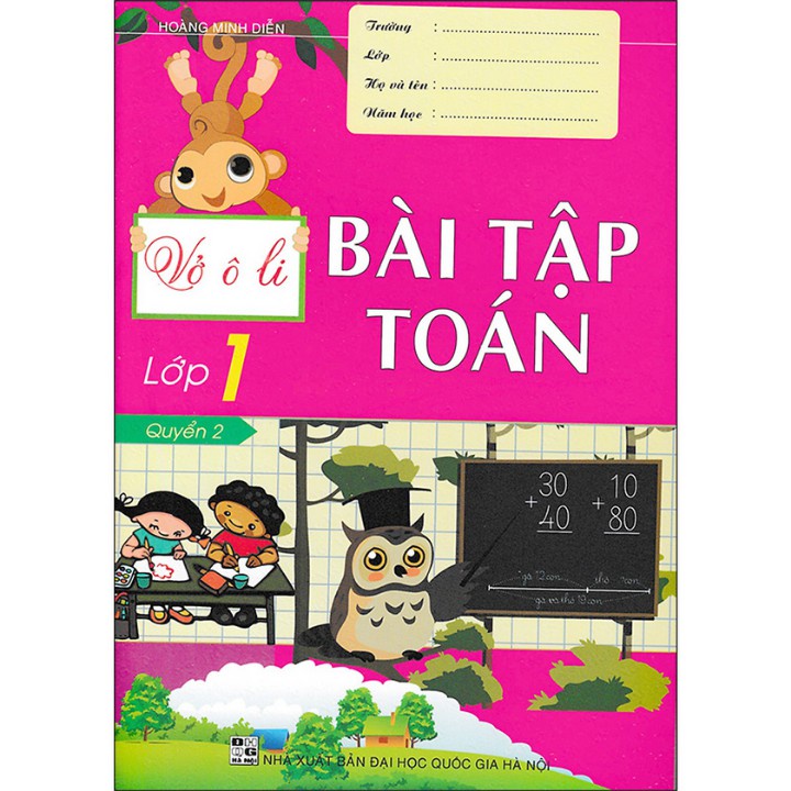Combo Vở ô li bài tập Toán lớp 1 quyển 1+2