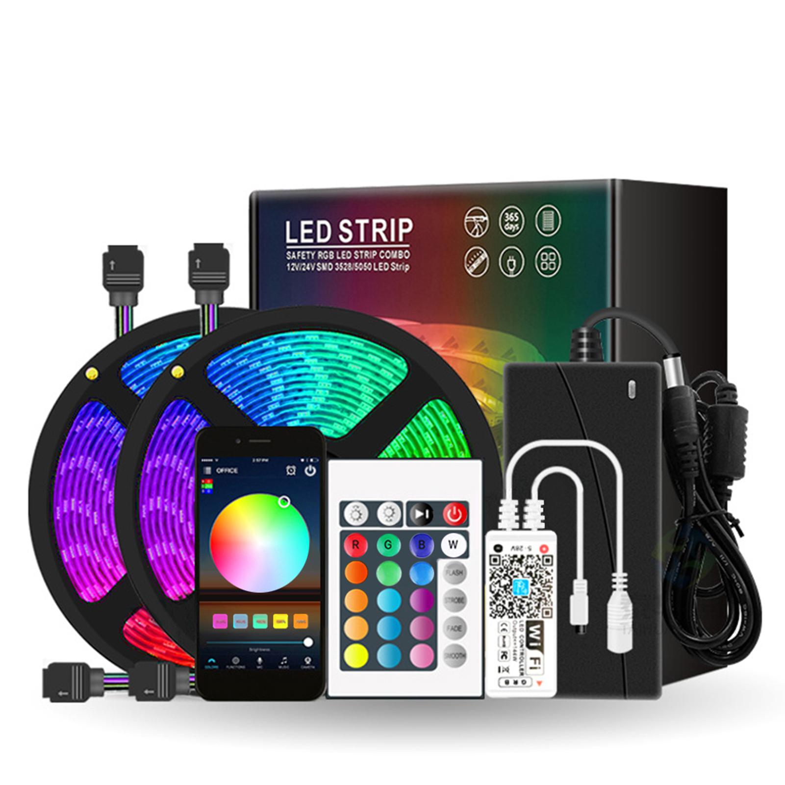 Dải Đèn LED Wi-Fi RGB LED 16,4ft 150 hỗ trợ điều khiển 16 triệu màu bằng app smarrt life và giọng nói