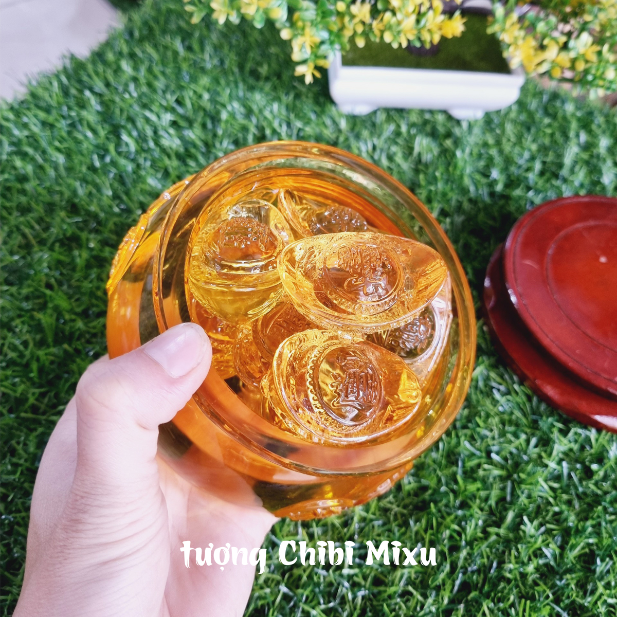 Combo Bát Tụ Bảo 12cm kèm 09 thỏi vàng 5cm mẫu rồng