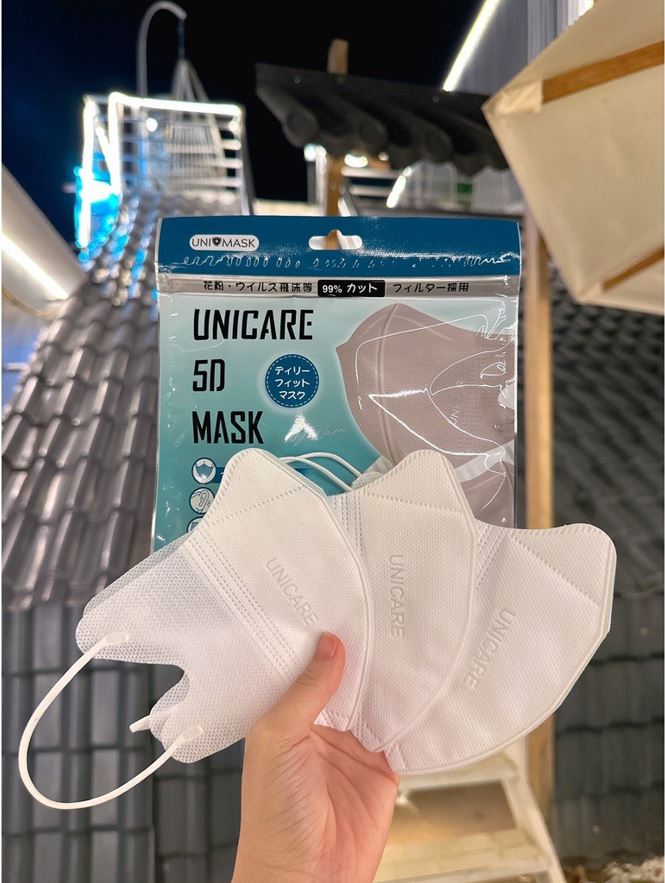 Túi 10 Cái Khẩu Trang 5D UNI CARE Dan Khang 3 Lớp Kháng Khuẩn, Chống Bụi Mịn Hàng Cao Cấp