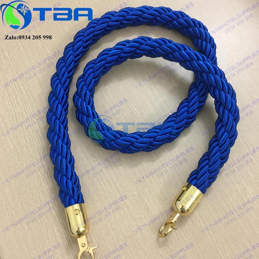 Dây thừng bện màu xanh móc khóa vàng cho trụ chắn inox dây trùng nhập khẩu cao cấp