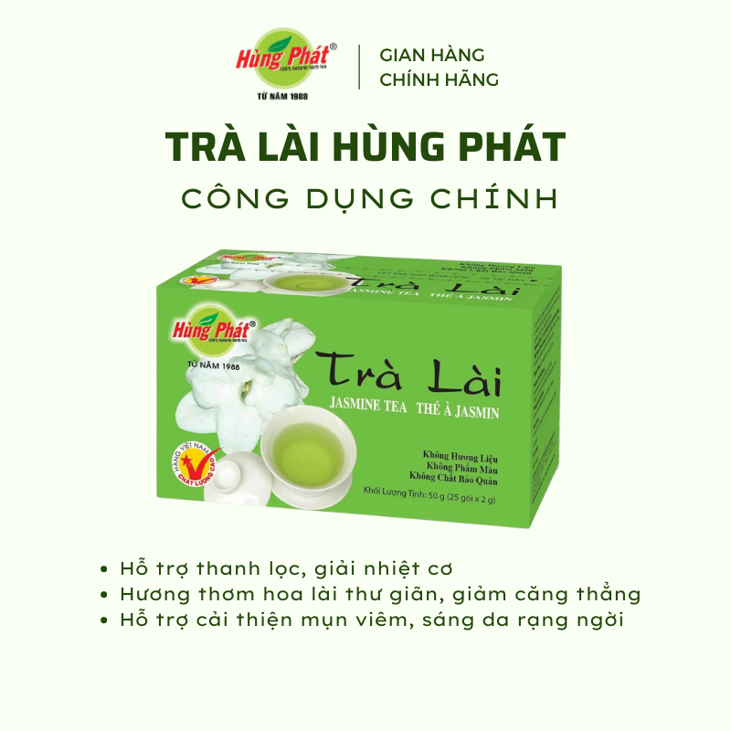 Trà Lài Túi Lọc Thượng Hạng Hộp 25 Gói - Hùng Phát Thương Hiệu 35 Năm