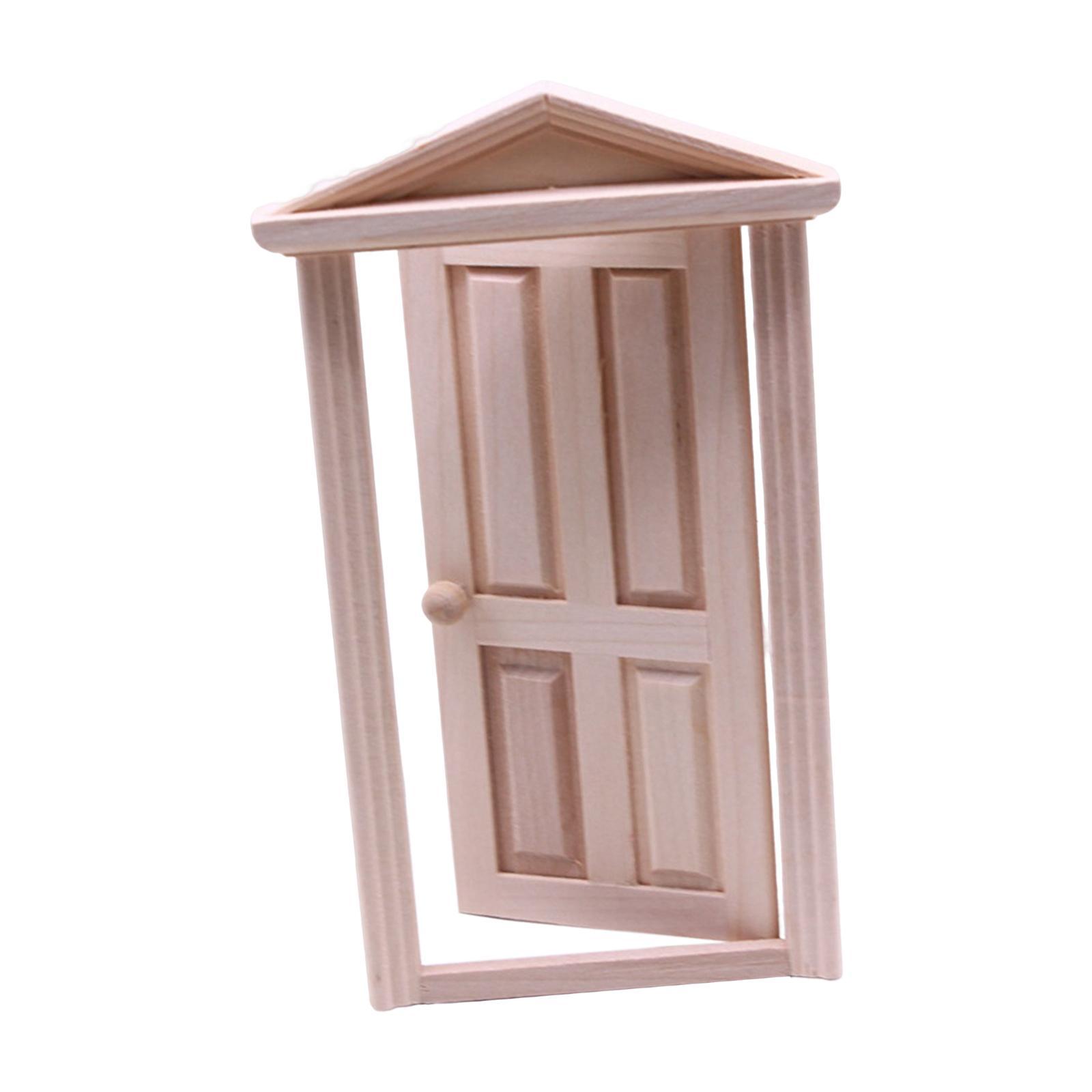 2x Wooden Dollhouse Door Model House Decor Toy Dollhouse Decor