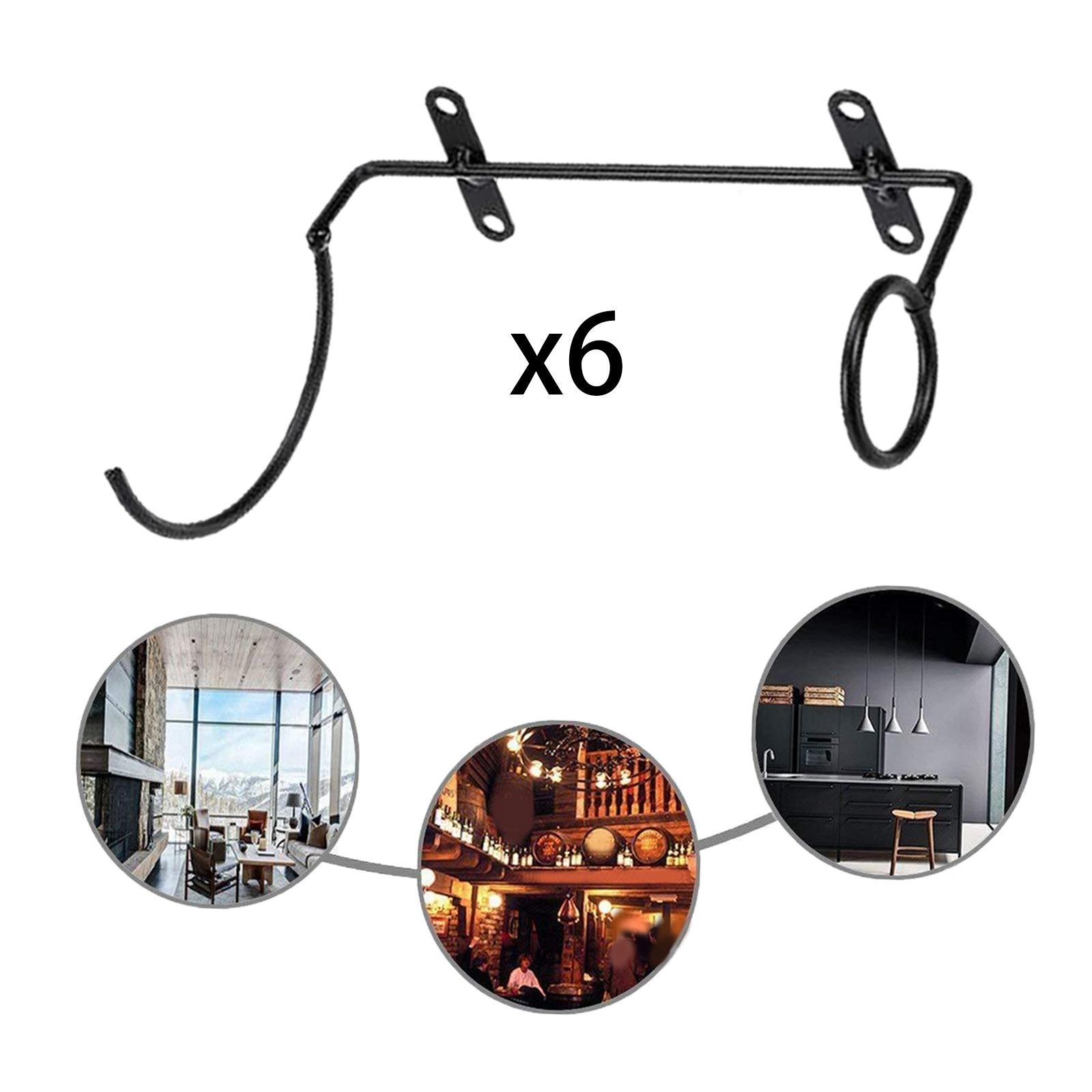 6 PCS Wall Mounted Wine Racks, Red Wine Bottle Display Holder, Iron Hanging Wine Rack Organizer, Wine Storage Shelf