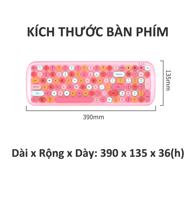 Bàn phím không dây kết nối Bluetooth Mofii Candy nút tròn siêu êm gõ không gây ra tiếng ồn - HÀNG CHÍNH HÃNG