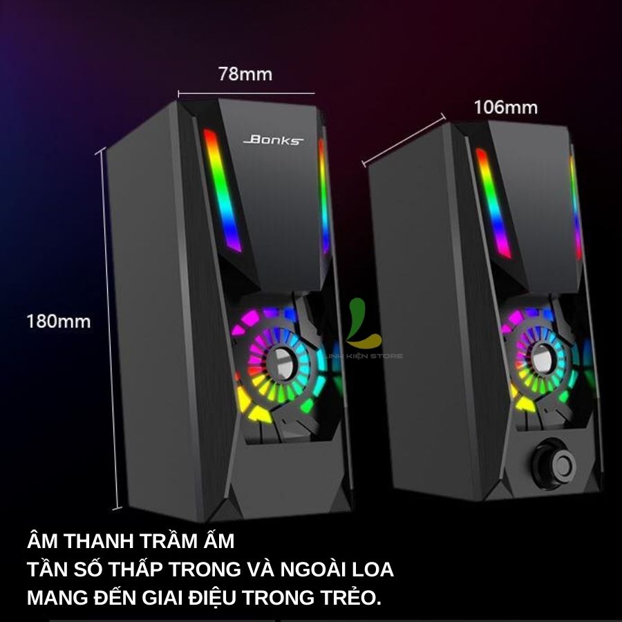 Loa vi tính K3 - Loa máy tính mini để bàn kết nối có dây, tích hợp đèn LED RGB 16.8 triệu màu tương thích nhiều thiết bị