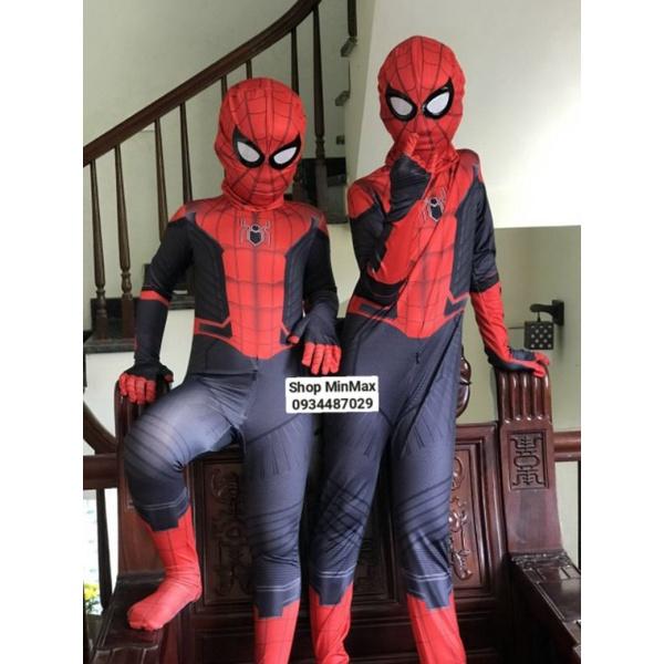 Trang phục hoá trang người nhện Spider Man kèm mũ trùm, chất thun co dãn thoáng mát