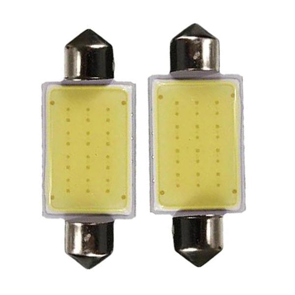 2x2PC 41mm Festoon COB 12 SMD Chips DC 12V LED Car Dome Reading Lights