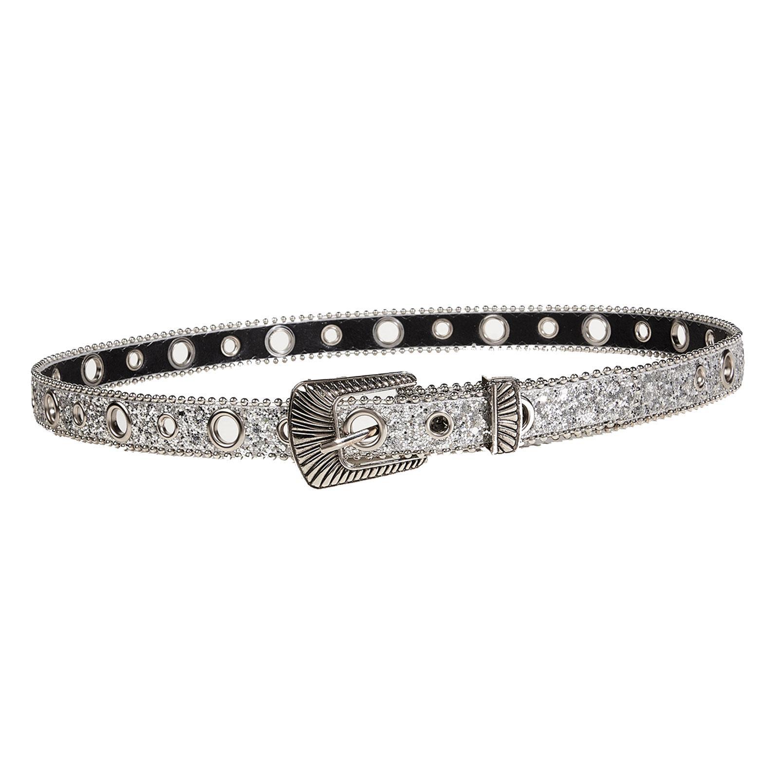 Women PU Leather Waist Belt, Skinny Belt Costume Accessories Casual Sequins Decoration Fashion Belt Pin Buckle Waist Band for Pants, Corset