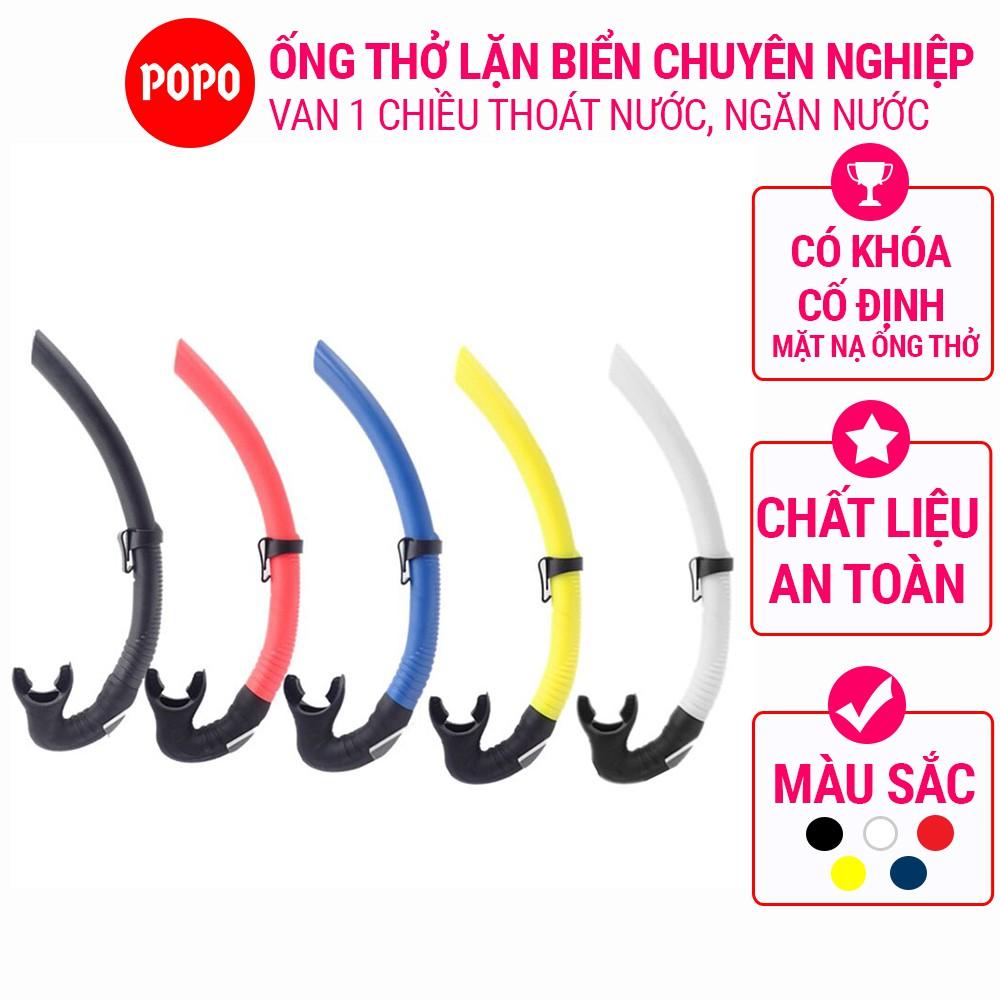Ống thở lặn biển chuyên nghiệp có khóa cố định với mặt nạ van 1 chiều ngăn nước tuyệt đối chất liệu cao cấp SN52 POPO