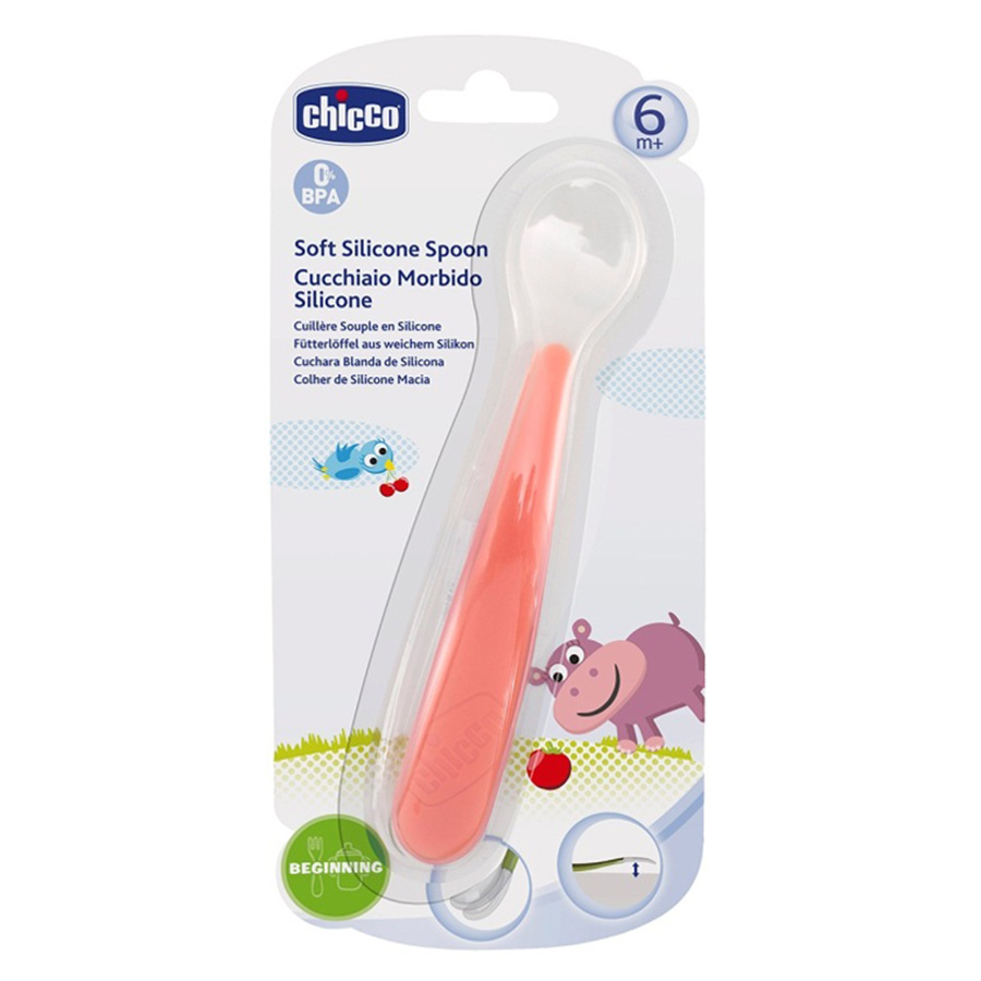 Thìa Ăn Silicone Chicco (6M+) - Đỏ