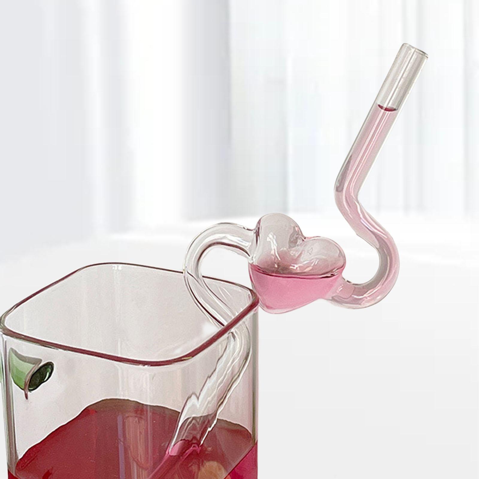 2xReusable Glass Drinking Straw Long Girls Gift for juice coffee Iced Tea