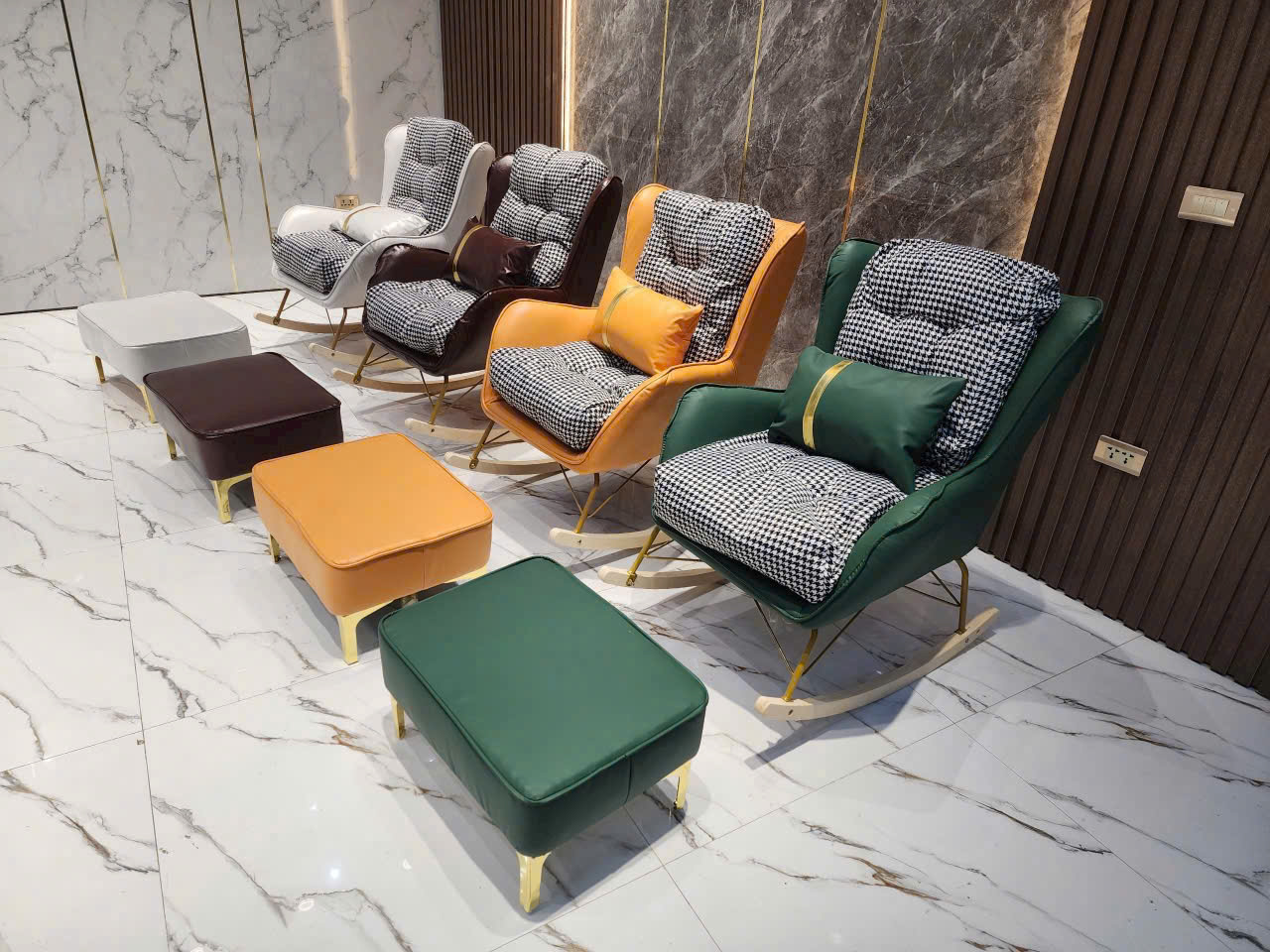 Ghế sofa bập bênh kèm đôn thư giãn tại nhà GH01