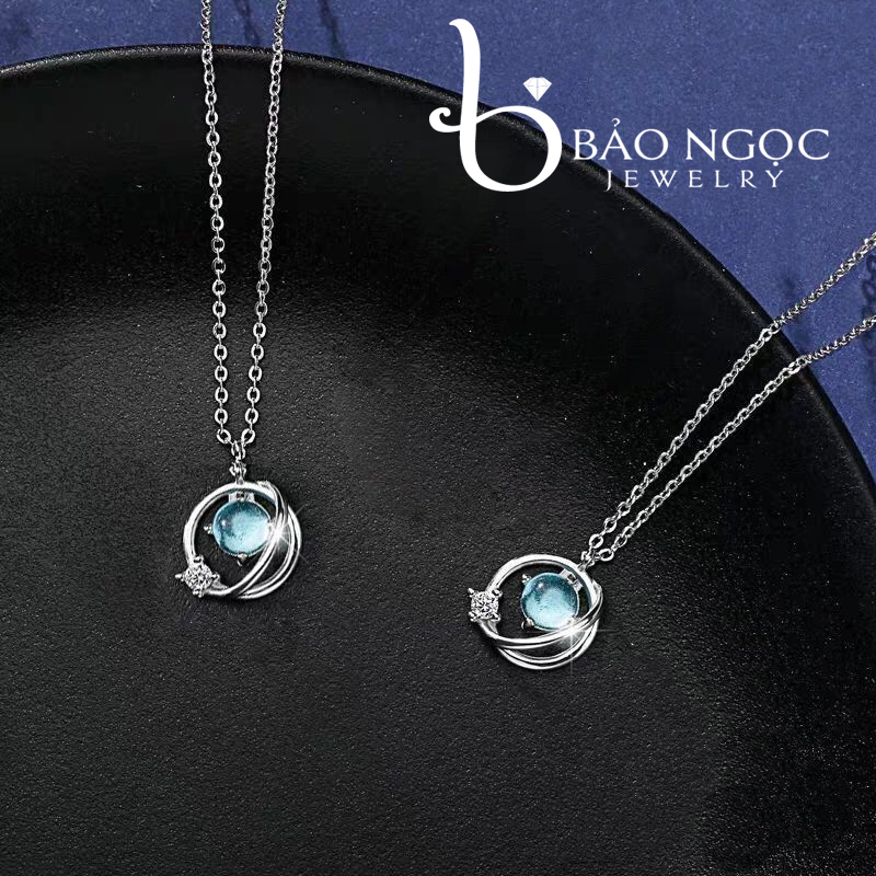 Dây chuyền | Dây chuyền nữ | Dây Chuyền Bạc S925 Đá Aqua Cho Nữ - DB2365 - Bảo Ngọc Jewelry