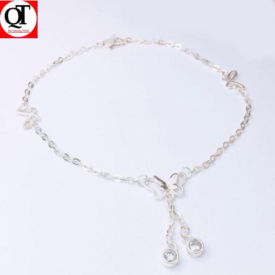 Lắc chân nữ con bướm chất liệu bạc ta Bạc Quang Thản - QTLC7