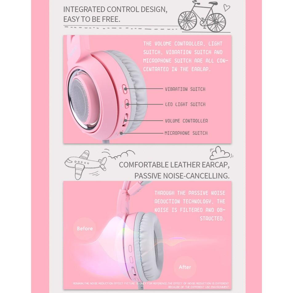 Tai nghe Gaming Somic G951 Pink tai mèo - USB Sound 7.1