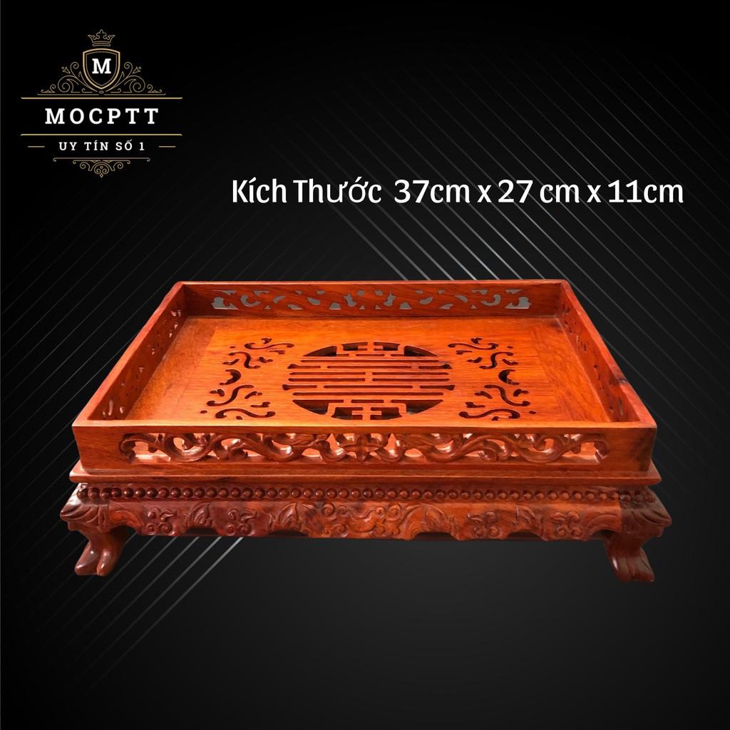 Khay Trà Chân Quỳ gỗ Hương kích thước 37x27x11cm dùng trong phòng khách