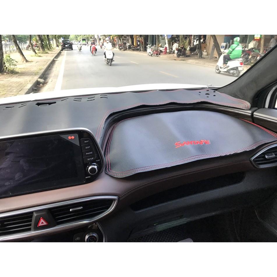 Thảm taplo Santafe 2018-2021 - da vân carbon cao cấp