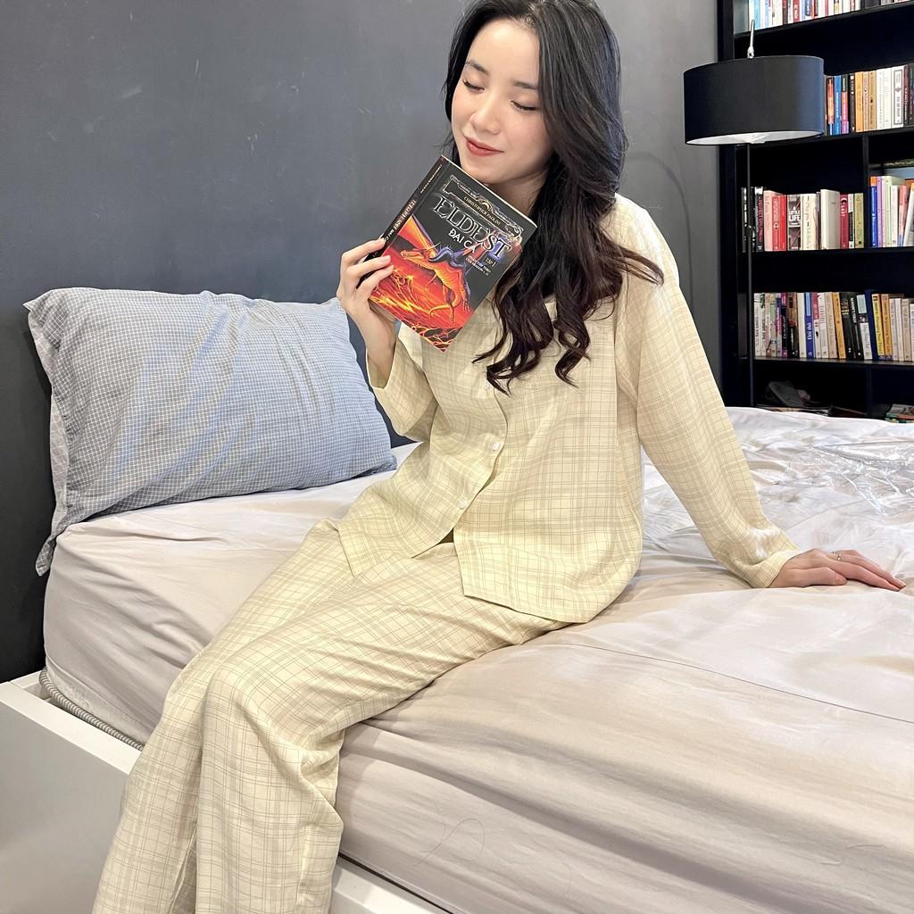 BỘ LỤA ĐŨI PIJAMA HỌA TIẾT KẺ CỰC HOT CHẤT CAO CẤP MỀM MÁT