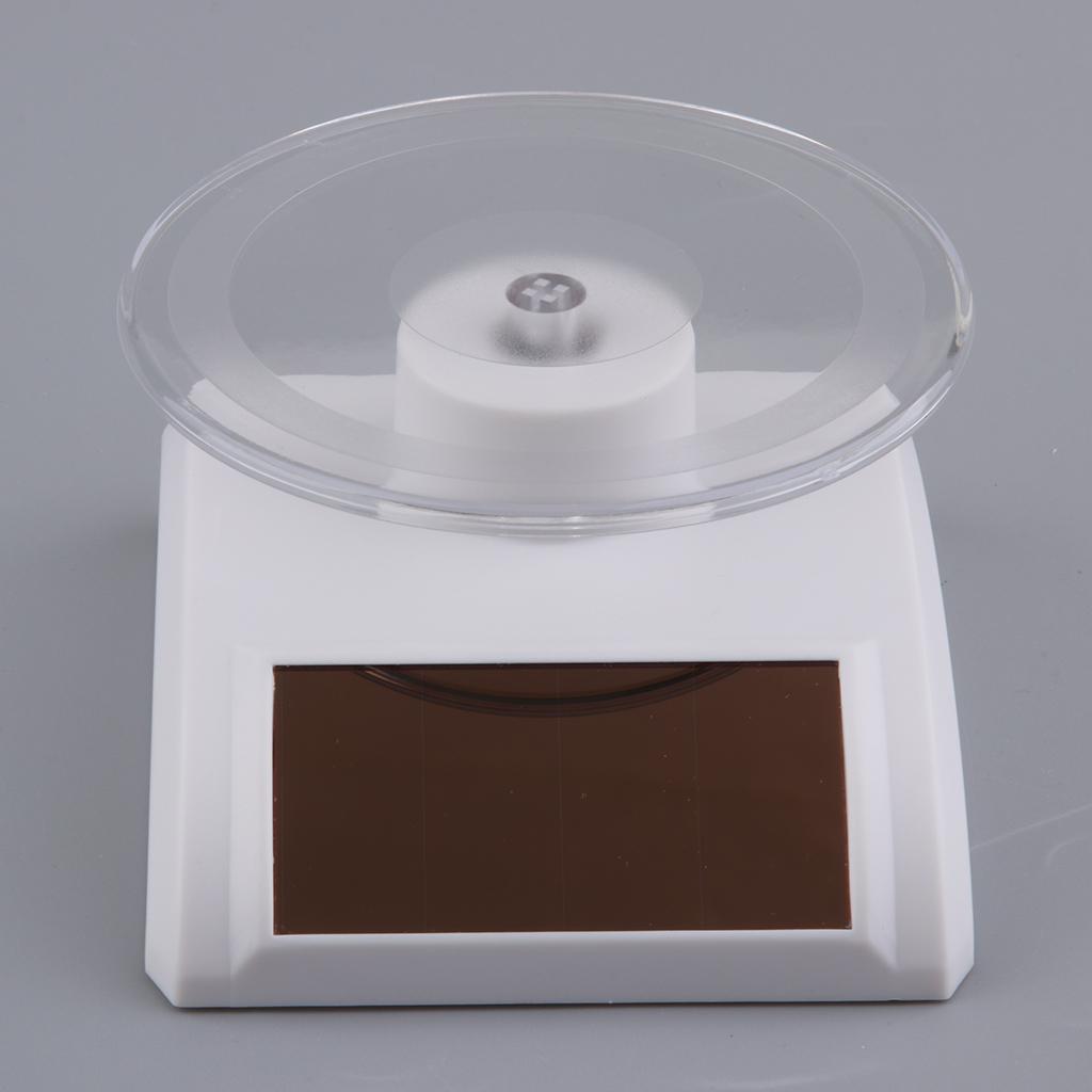 2PCS Mini Solar Powered Turntable Rotating Display Stand Jewelry Cell Phone