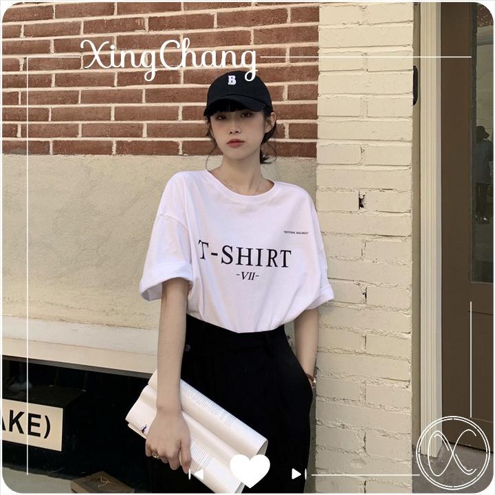 Áo phông nữ form rộng tay lỡ, Áo phông hè chất mịn đẹp nữ tính in T-Shirt mã TLW.28