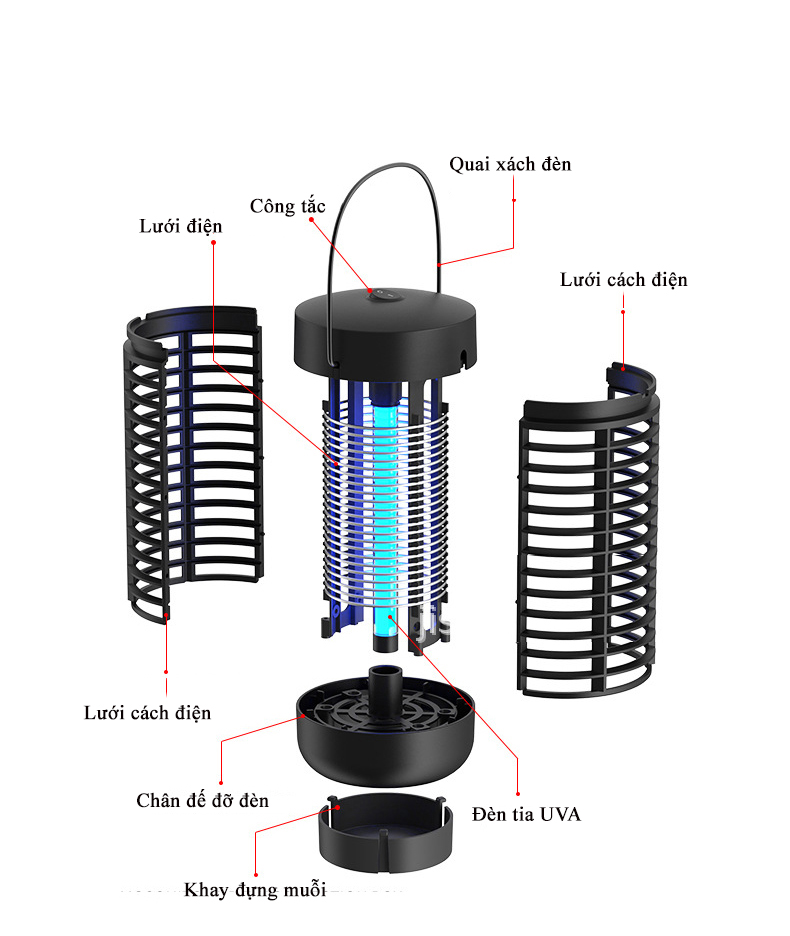 Đèn Bắt Muỗi Và Diệt Côn Trùng KUNBE, Công Nghệ Ánh Sáng Tím UVA Tiêu Diệt Muỗi Hiệu Quả, An Toàn Cho Mọi Gia Đình