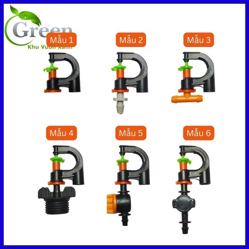 Combo 5 Béc Tưới Cây Phun Mưa G5 360 Độ Cao Cấp Nối Lỗ 6mm Kèm Phụ Kiện Tùy Chọn