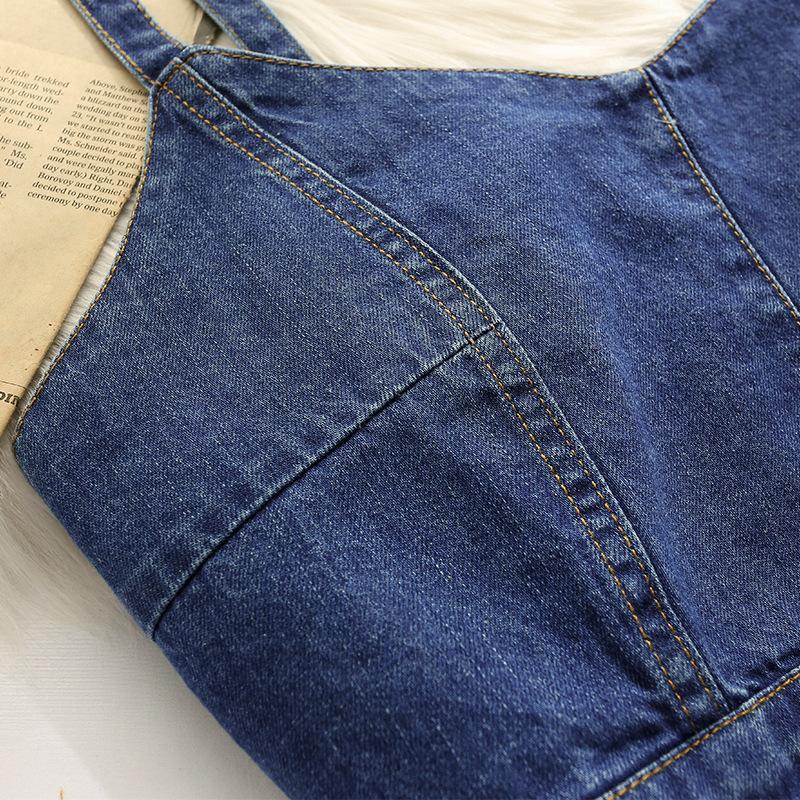 MS938 Áo hai dây denim, áo bò buộc dây mix váy áo siêu xinh