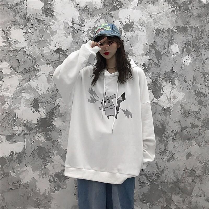Áo Hoodie vải nỉ pikachu Phản quang nam nữ